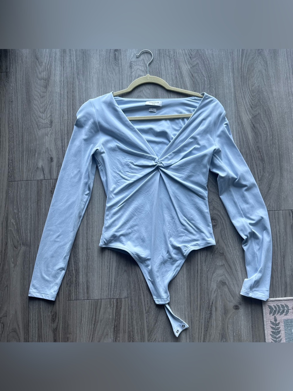 Aritzia Light Blue One-Shoulder Twist Long Sleeve Top